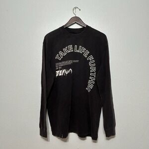 Take Life Further TLF Black Graphic Long Sleeve T Shirt 100% Cotton Men's Size M